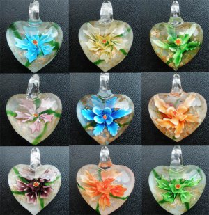 1pcs Glass Lampwork Hand Art Craft Colorful Cheap Flower Jewelry Pendant SC0121-132