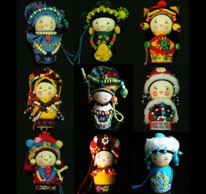 1pcs Chinese Traditional Few Nationality Bride Girl Dress Puppet Refrigerator Magnet Pendant