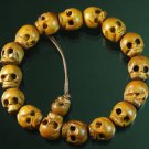 Natural Wood Skull Beads Buddhist Prayer Mala Bracelet DI74