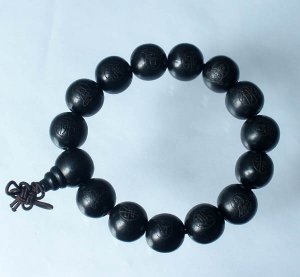 Carved Black Wood Beads Buddhist Prayer Mala Bracelet DI75