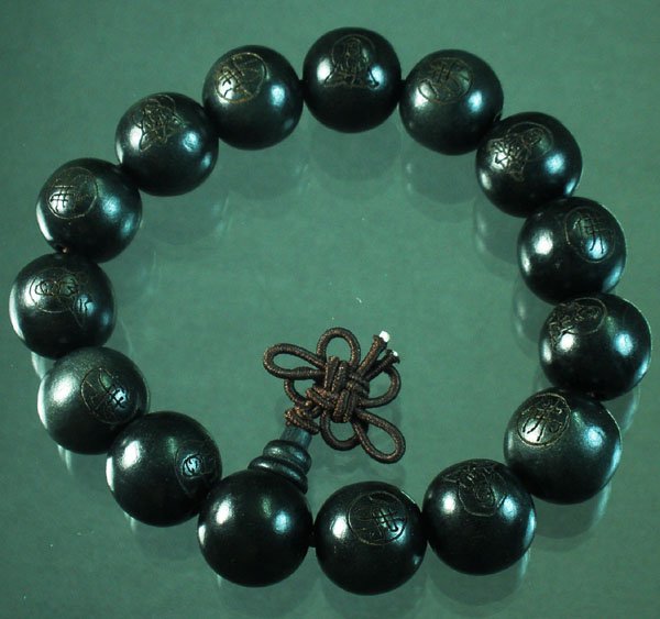 Carved Black Wood Beads Buddhist Prayer Mala Bracelet DI79