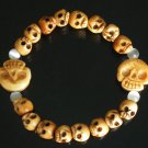 Tibet & Nepal Yak Bone Hand Carved Skulls Chain Bracelet IZ25
