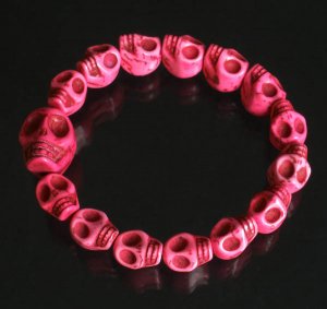 Cool Hot Pink Turquoise Skulls Chain Bracelet for Men Women ZZ214