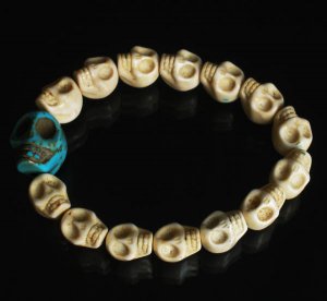 Cool White Blue Turquoise Skulls Chain Bracelet for Men Women ZZ211