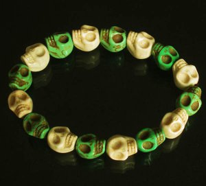 Cool Light Green White Turquoise Skulls Chain Bracelet for Men Women ZZ207