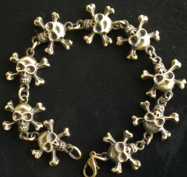 Alloy Zinic Brass Cool Male Men's Gift Skull Skeleton Framework Bracelet EZ2001