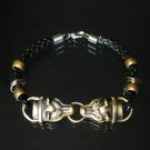 Alloy Zinic Brass Cool Male Men's Gift 2 Wolf Heads Face to Face Bracelet EB2011