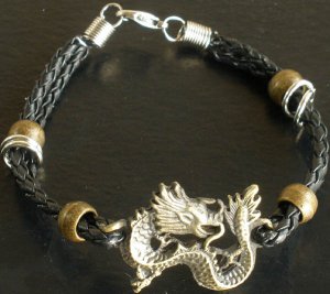 Alloy Zinic Brass Cool Male Men's Gift Ferocity Imperial Dragon Head Bracelet EJ2003