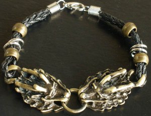 Alloy Zinic Brass Cool Male Men's Gift Ferocity Imperial Dragon Head Bracelet EJ2001
