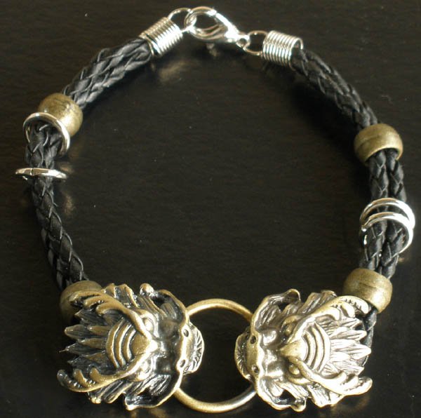 Alloy Zinic Brass Cool Male Men's Gift Ferocity Imperial Dragon Head Bracelet EJ2002