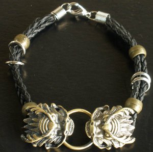 Alloy Zinic Brass Cool Male Men's Gift Ferocity Imperial Dragon Head Bracelet EJ2002