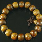 Carved Natural Wood Beads Buddhist Prayer Mala Bracelet DI711