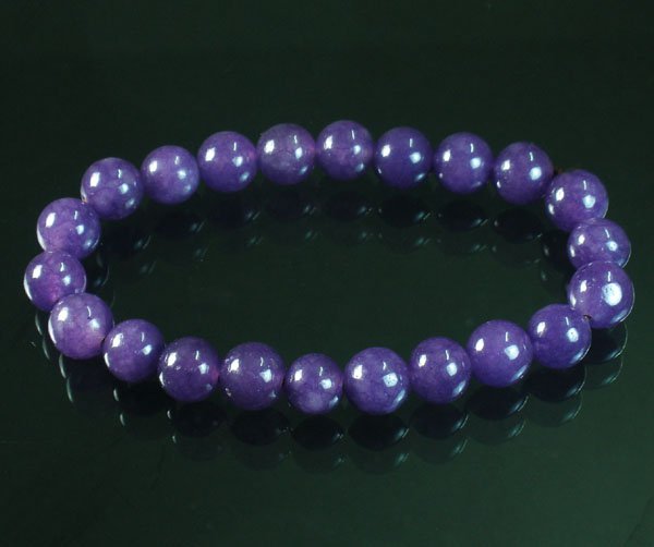 Tibet Purple Jade Gemstone Beads Buddhist Mala Bracelet WZ226