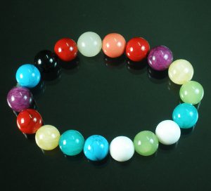 Tibetan Mixed Colorful Gemstone Bead Buddhist Mala Bracelet WZ220