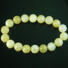 Tibetan Natural Light Yellow Jade Gemstone Bead Buddhist Mala Bracelet WZ217