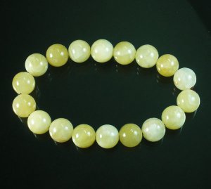 Tibetan Natural Light Yellow Jade Gemstone Bead Buddhist Mala Bracelet WZ217