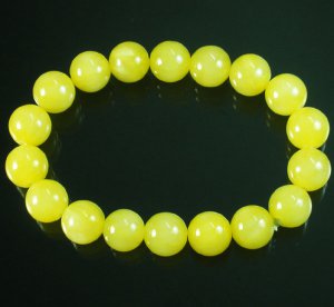 Tibetan Yellow Jade Gemstone Bead Buddhist Mala Bracelet WZ215