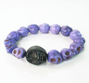 Black Purple Turquoise Skulls Chain Bracelet for Men Women ZZ218