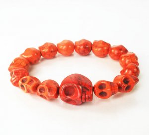 Cool Red Turquoise Skulls Chain Bracelet for Men Women ZZ219