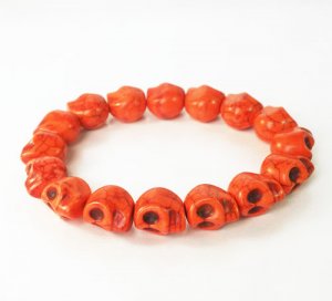 Red Turquoise Skulls Chain Bracelet for Men Women ZZ223