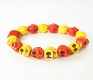 Red Yellow Turquoise Skulls Chain Bracelet for Men Women ZZ224