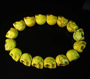 Yellow Turquoise Skulls Chain Bracelet for Men Women ZZ2151