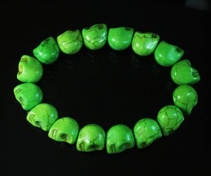 Green Turquoise Skulls Chain Bracelet for Men Women ZZ2153