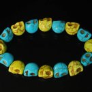 New Twin Color Turquoise Baby Blue Yellow Skull Bead Beads Stretch Bracelet for Men Women ZZ2245