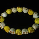 New Twin Color Turquoise White Yellow Skull Bead Beads Stretch Bracelet for Men Women ZZ2248