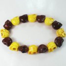 New Twin Color Turquoise Brwon Yellow Skull Bead Beads Stretch Bracelet for Men Women ZZ2249