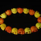 New Twin Color Turquoise Orange Yellow Skull Bead Beads Stretch Bracelet for Men Women ZZ2250