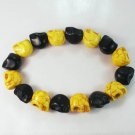 New Twin Color Turquoise Black Yellow Skull Bead Beads Stretch Bracelet for Men Women ZZ2251