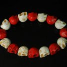 New Twin Color Turquoise White Red Skull Bead Beads Stretch Bracelet for Men Women ZZ2253