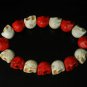 New Twin Color Turquoise White Red Skull Bead Beads Stretch Bracelet for Men Women ZZ2253