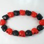 New Twin Color Turquoise Black Red Skull Bead Beads Stretch Bracelet for Men Women ZZ2254