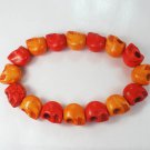 New Twin Color Turquoise Orange Red Skull Bead Beads Stretch Bracelet for Men Women ZZ2255
