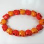 New Twin Color Turquoise Orange Red Skull Bead Beads Stretch Bracelet for Men Women ZZ2255
