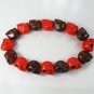 New Twin Color Turquoise Brown Red Skull Bead Beads Stretch Bracelet for Men Women ZZ2256