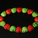 New Twin Color Turquoise Green Red Skull Bead Beads Stretch Bracelet for Men Women ZZ2257