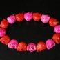 New Twin Color Turquoise Hot Pink Red Skull Bead Beads Stretch Bracelet for Men Women ZZ2258