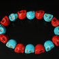 New Twin Color Turquoise Baby Blue Red Skull Bead Beads Stretch Bracelet for Men Women ZZ2259