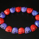 New Twin Color Turquoise Purple Red Skull Bead Beads Stretch Bracelet for Men Women ZZ2260