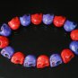New Twin Color Turquoise Purple Red Skull Bead Beads Stretch Bracelet for Men Women ZZ2260