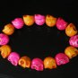 New Twin Color Turquoise Hot Pink Orange Skull Bead Beads Stretch Bracelet for Men Women ZZ2261