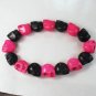 New Twin Color Turquoise Hot Pink Black Skull Bead Beads Stretch Bracelet for Men Women ZZ2264