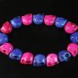 New Twin Color Turquoise Hot Pink Purple Skull Bead Beads Stretch Bracelet for Men Women ZZ2267
