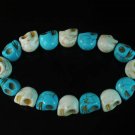 New Twin Color Turquoise Baby Blue White Skull Bead Beads Stretch Bracelet for Men Women ZZ2268
