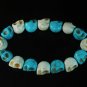 New Twin Color Turquoise Baby Blue White Skull Bead Beads Stretch Bracelet for Men Women ZZ2268