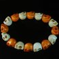 New Twin Color Turquoise Orange White Skull Bead Beads Stretch Bracelet for Men Women ZZ2269