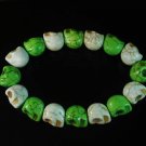 New Twin Color Turquoise Green White Skull Bead Beads Stretch Bracelet for Men Women ZZ2270